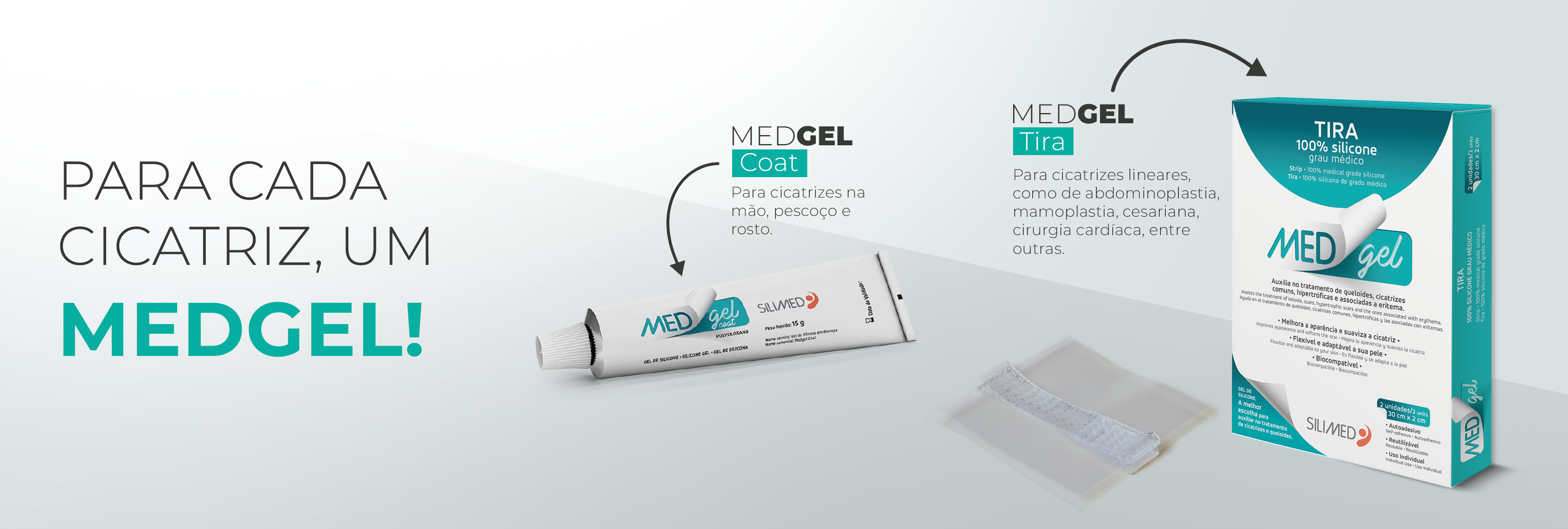 Para cada cicatriz um Medgel Coat Tira